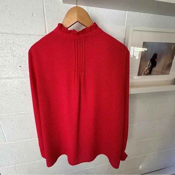 Red Button-Up Blouse - Picture 4 of 4